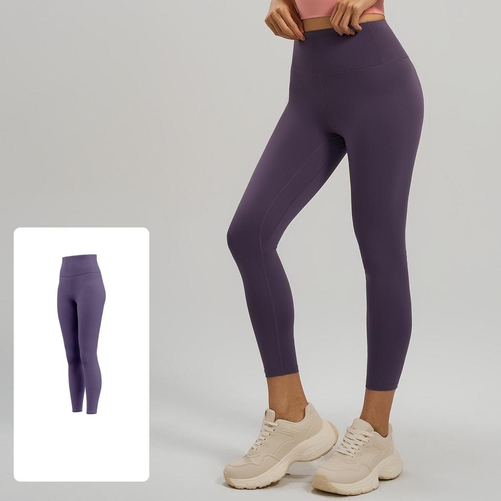 Leggings femininas de cintura baixa e ajuste fino de nove pontos, calças casuais de ioga com elevação do quadril