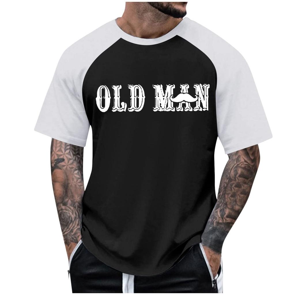 Men's Casual Raglan Sleeve T-Shirt with Graphic Print Comfortable Vintage Style Tee for Everyday Wear