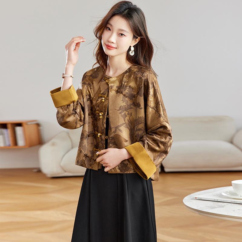 Spring 2025 Retro Chinese Style Loose Jacquard Fashion Outerwear for Women
