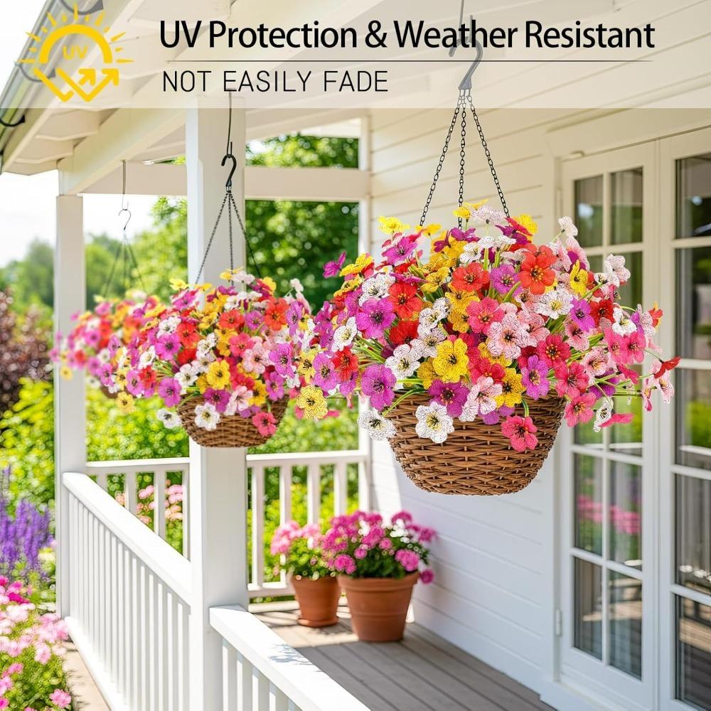 2/4Pcs 35cm Artificial Flowers for Outdoors UV Resistant Fake Flower Greenery Shrub Plant Home Garden Porch Patio Wedding Decor