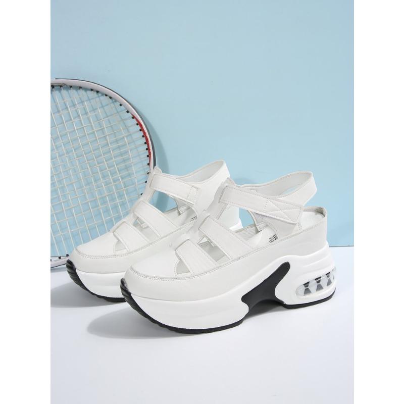 Plus Size Women's Summer New Arrival Open-Toe Platform Sandals with Air Cushion Thick Sole and Velcro Closure