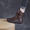 Johnature Handmade Vintage Mid-calf Boots Genuine Leather Women's Thick Soled Casual Versatile Short Boots