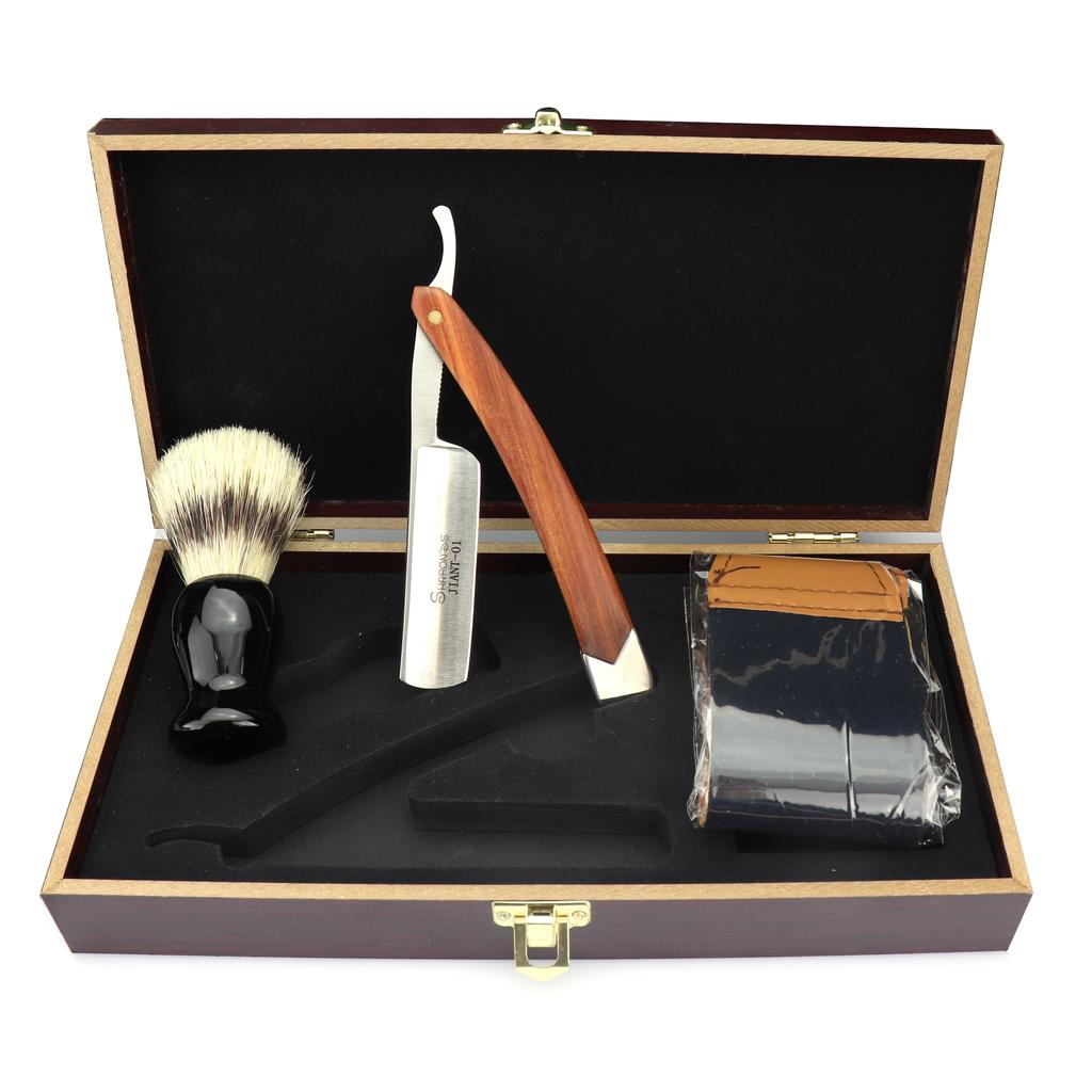 Japanese razor kit straight razor brush shaving brush leather rope ...