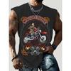 3D Creative Retro Motorcycle Print Outdoor T-shirt Sports Style Casual Breathable Round Neck Four-season Fitness Men's Vest
