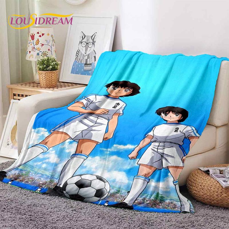 Cartoon Captain Tsubasa Fußball Weiche Flanelldecken, Überwurfdecke Bequeme Decke für Picknick Betten Sofa Zuhause Schlafzimmer Geschenke