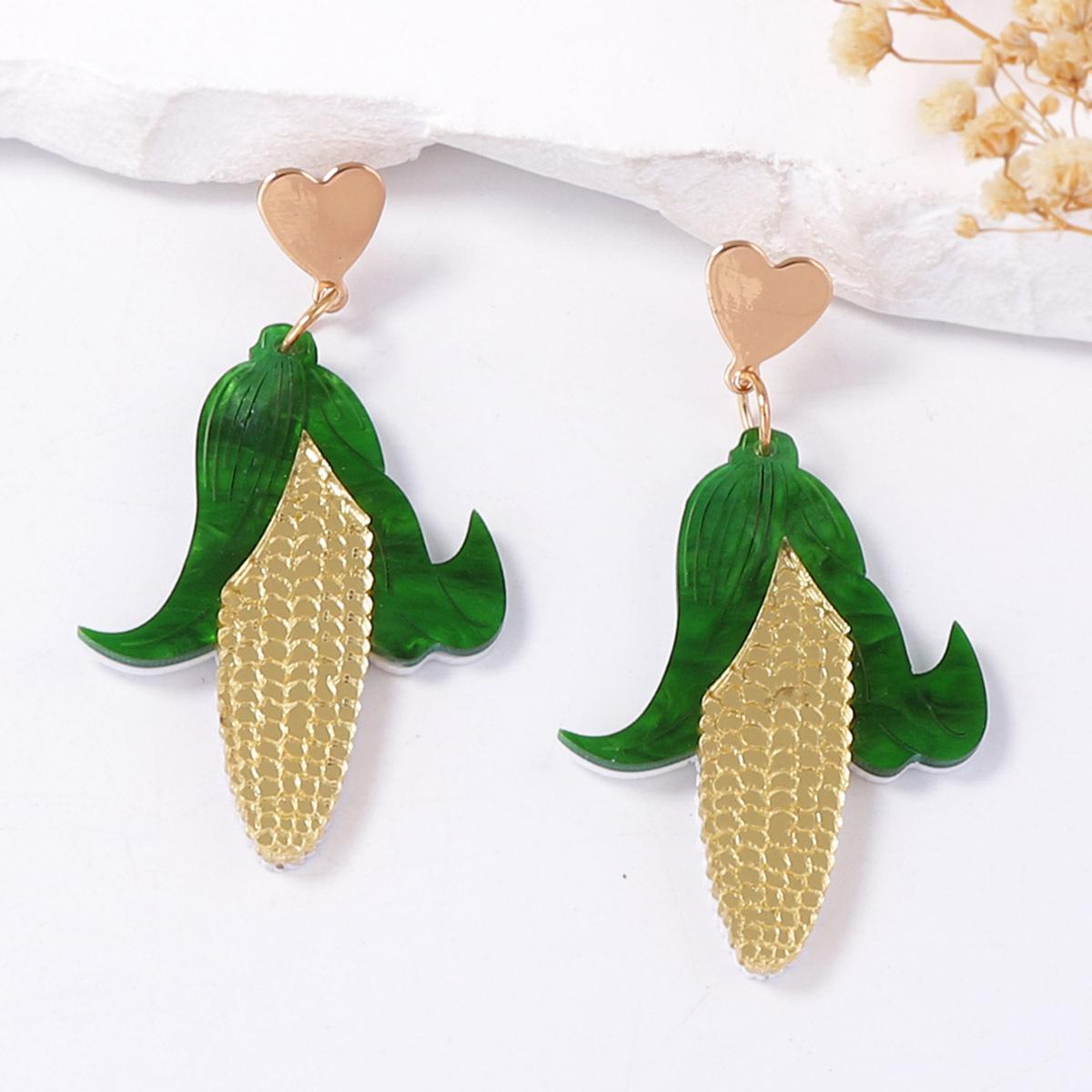 Digadagu Acrylic Plate Corn Plant Dangle Earrings New Women s Simple Exaggerated Earrings Party Zircon Accessories зерна