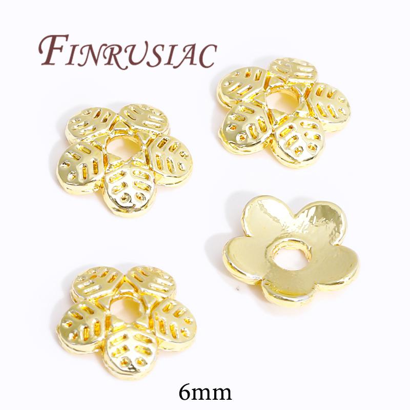 18K/14K Gold Plated Beads Cap For Jewelry Flower Bead Caps Jewelry Making Supplies Spacer Beads DIY Bracelets Accessories