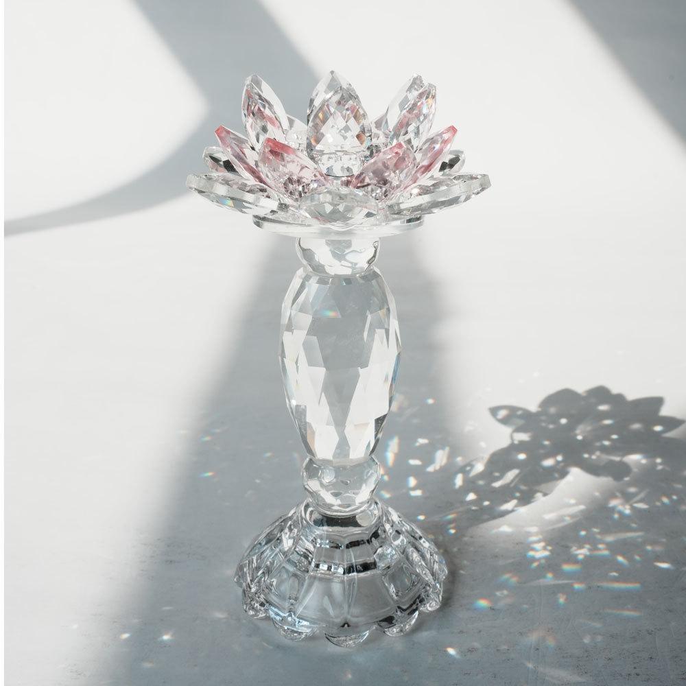 Luxury Crystal Lotus Candlestick Holder Colorful Crystal Flower Candle Stand Decor Desktop Candle Holder for Home & Wedding Gift