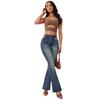 2025 Europäische Amerikanische Retro High Waist Slim Fit Schlagjeans für Damen