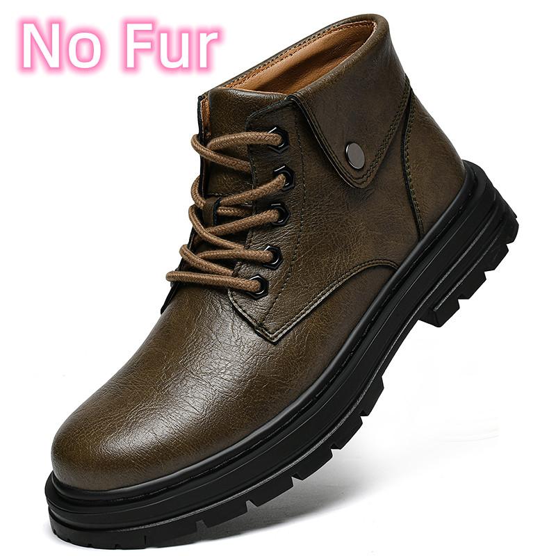 Fashion Fashion Men's Casual Genuine Leather Chelsea Boots Design High Top Shoes Men Winter Plush Snow Boots Classic Comfy Ankle Boots