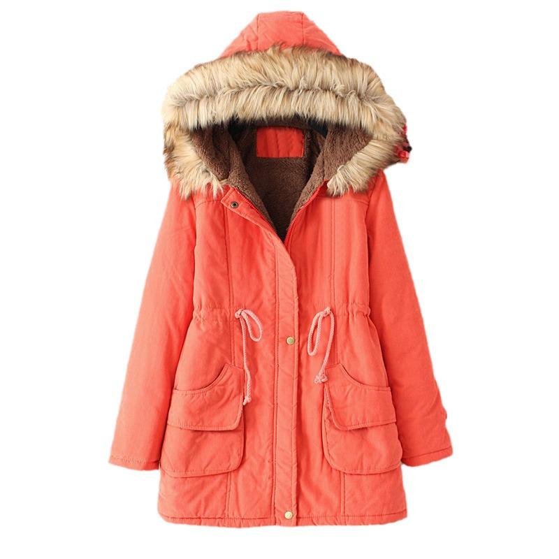 Cappotto di Cotone Slimming con Cappuccio in Eco-pelliccia Stile Europeo & Americano Autunno/Inverno 2025