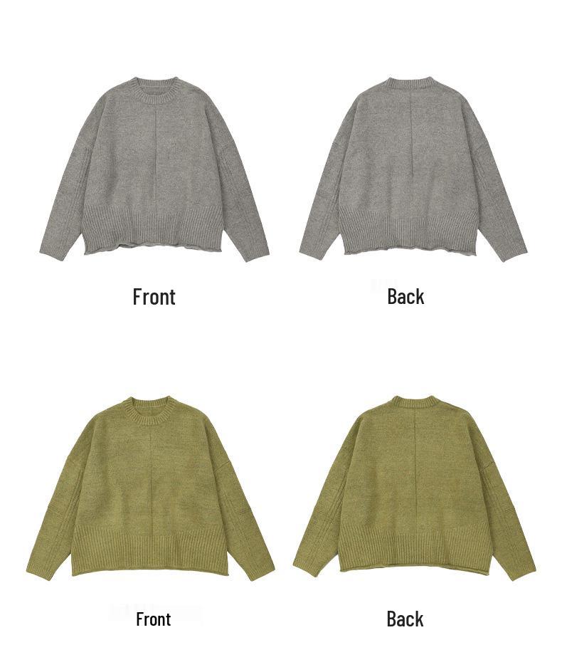#OVDY Autumn/Winter Soft Minimalist Round Neck Rolled Edge Sweater