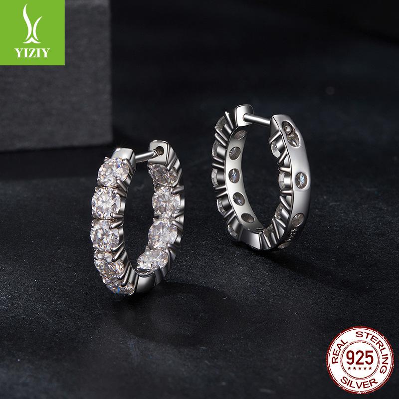 Shining Moissanite Ear Buckle Women, Personalized Luxury Classic Exquisite S925 Sterling Silver Earrings Earrings