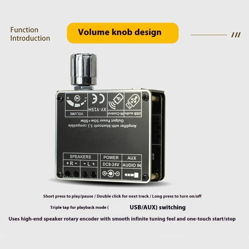 2x50w Bluetooth-compatible 5.1 Stereo Audios Amplifier Board Wireless HiFi Module For DIY Home Car Speaker Systems