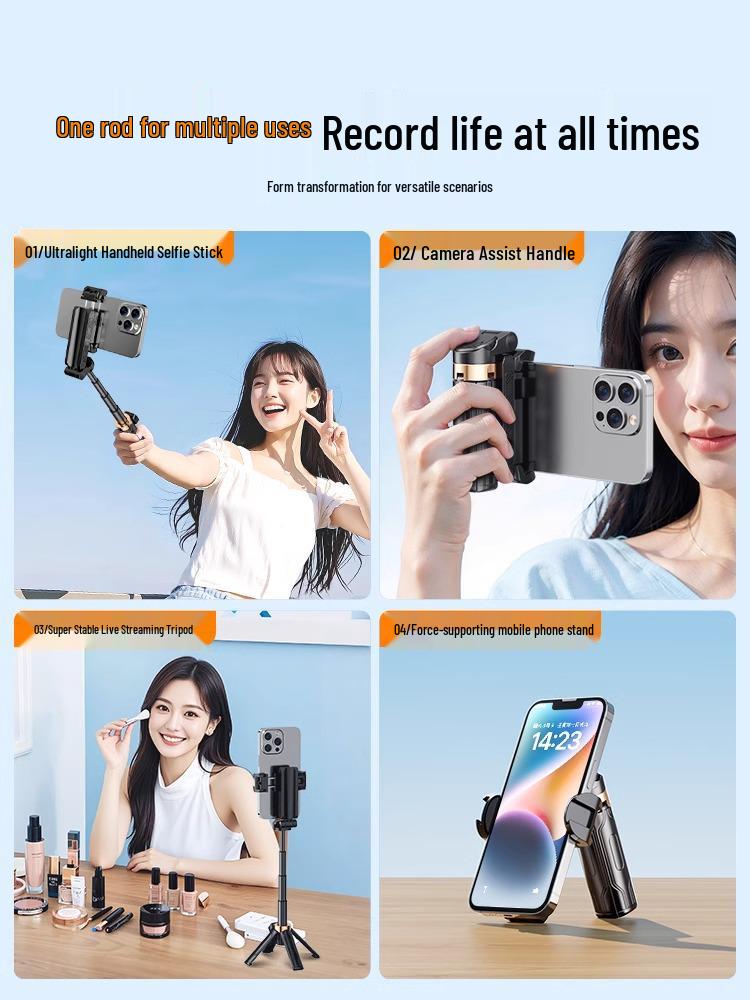 Bärbar Mini Telefon Selfiepinne & Golvstativ 2025 - Universell för Apple & Xiaomi