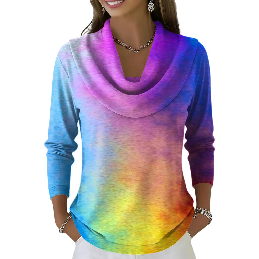 Dámský ležérní a módní svetr s dlouhým rukávem a potiskem, kulatým výstřihem