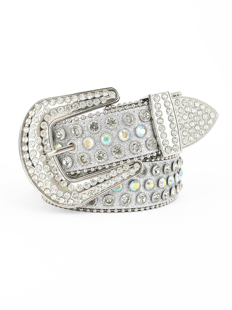 2025 Versatile Rhinestone Leather Belt with Sequin Decor for Men and Women
