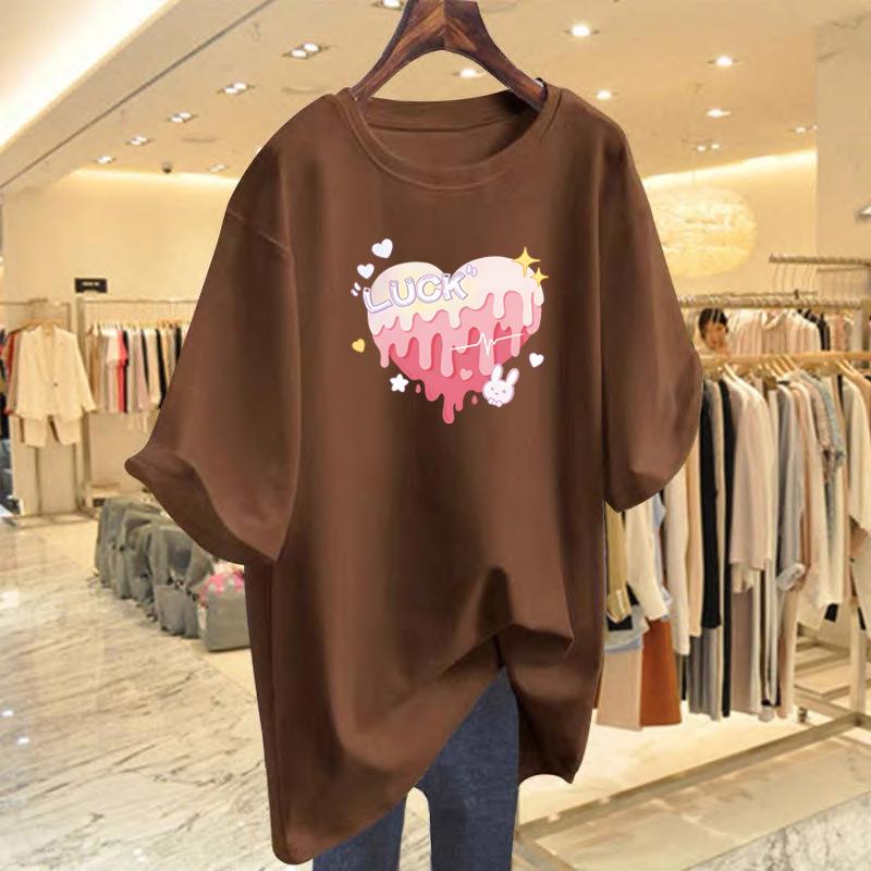 

Cotton short-sleeved top T-shirt women s summer thin 2025 new summer T-shirt XXXL