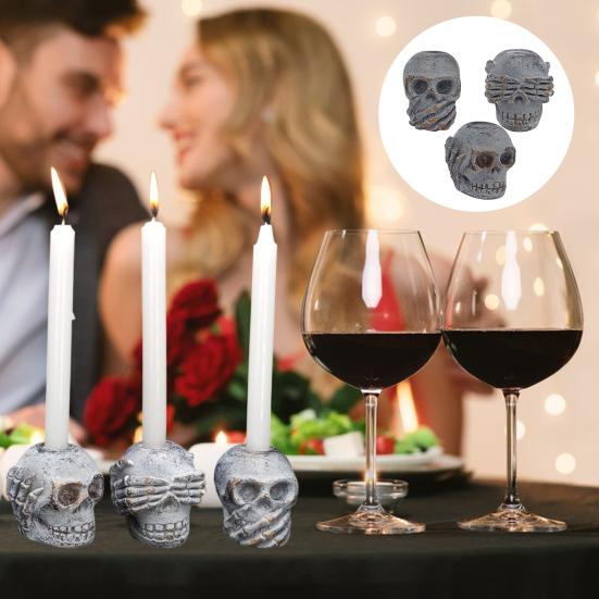 

3 шт. подсвечник с черепом, жуткая смола, готический скелет, голова, подсвечник, жуткий настольный декор, бар, вечерние, декор на Хэллоуин