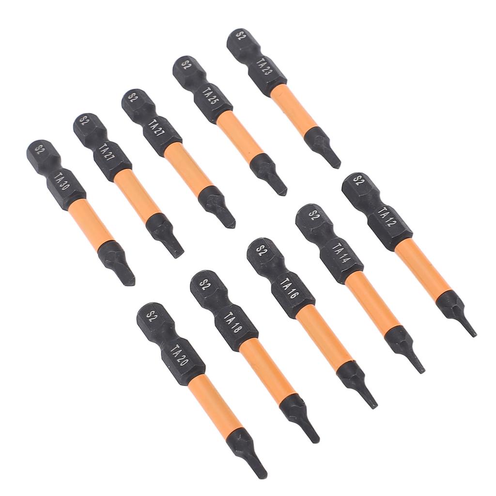 10 Pcs Triangular Screwdriver Bit Set 50mm Length 14 Inch Hex Shank S2 Alloy Steel Magnetic