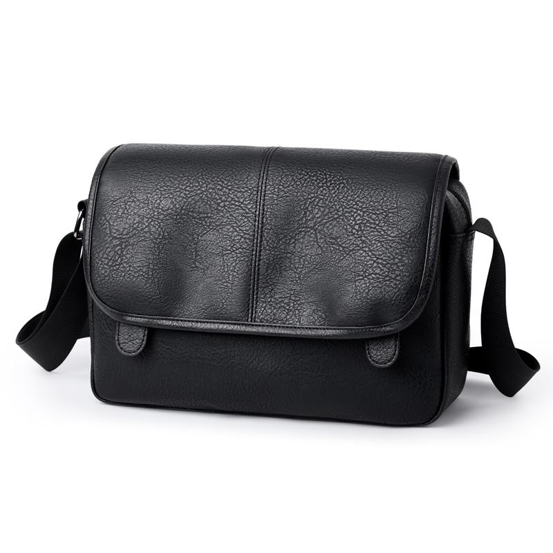 Men's Crossbody Bag Soft Leather Shoulder Bag Business Small Satchel Student Messenger Bag
