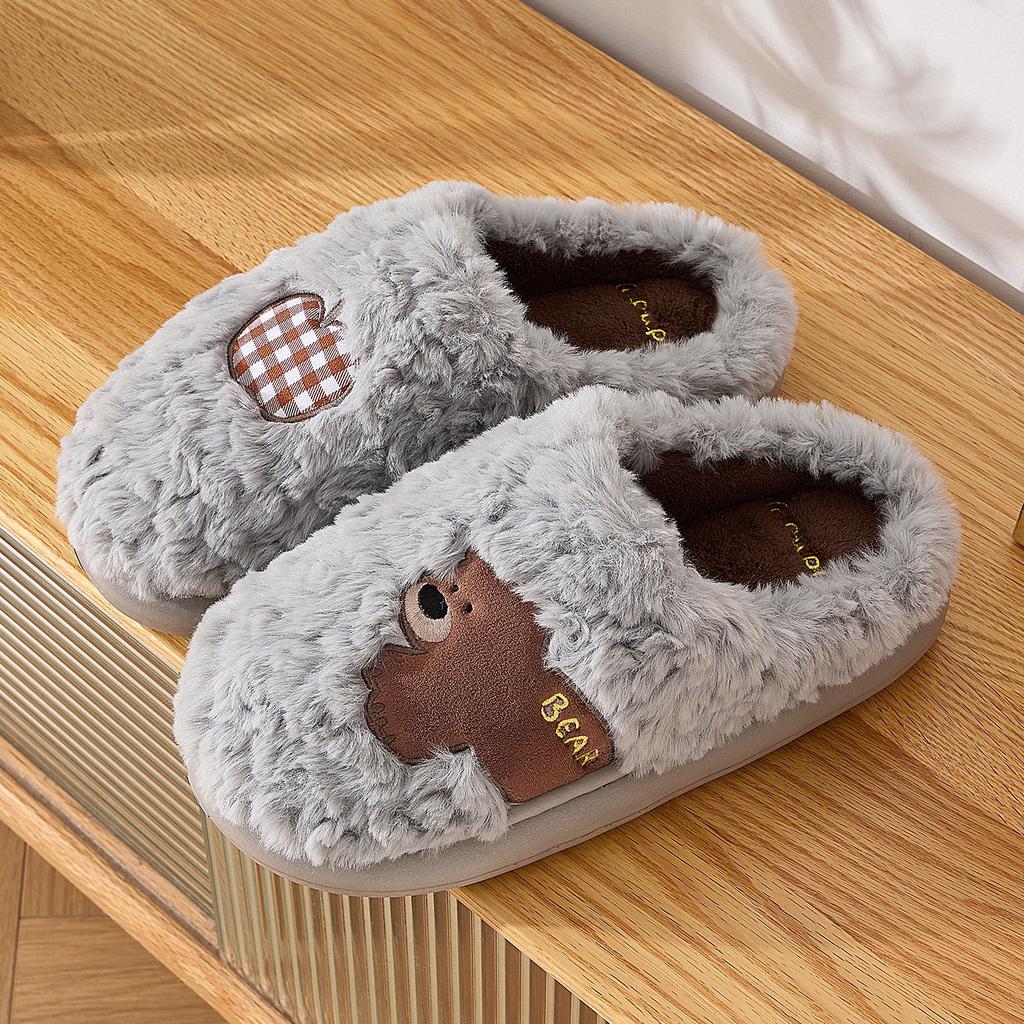 Cute Cartoon Cotton Slippers Autumn and Winter New Indoor Home Couple Thick-soled Warm Plush Cotton Shoes