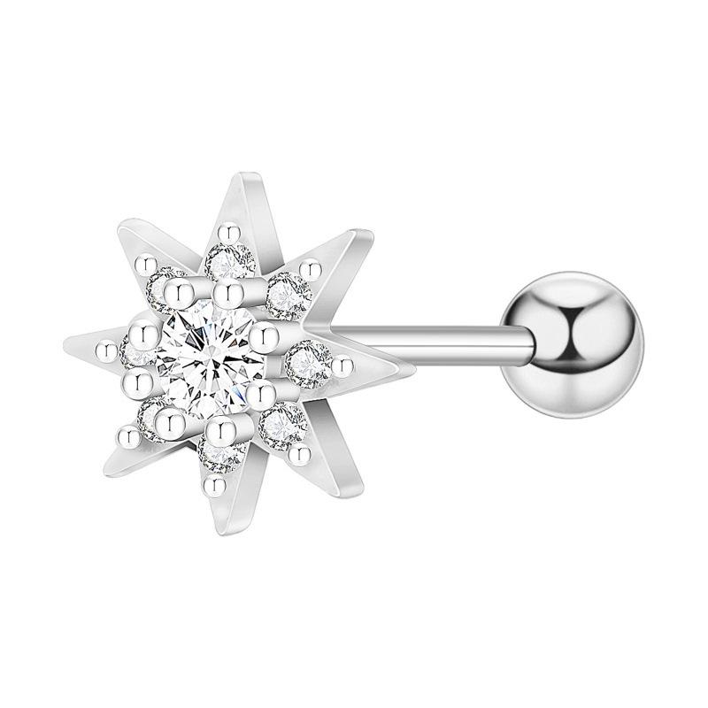 Floral Pave Diamond Mini Screw Stud Earrings 