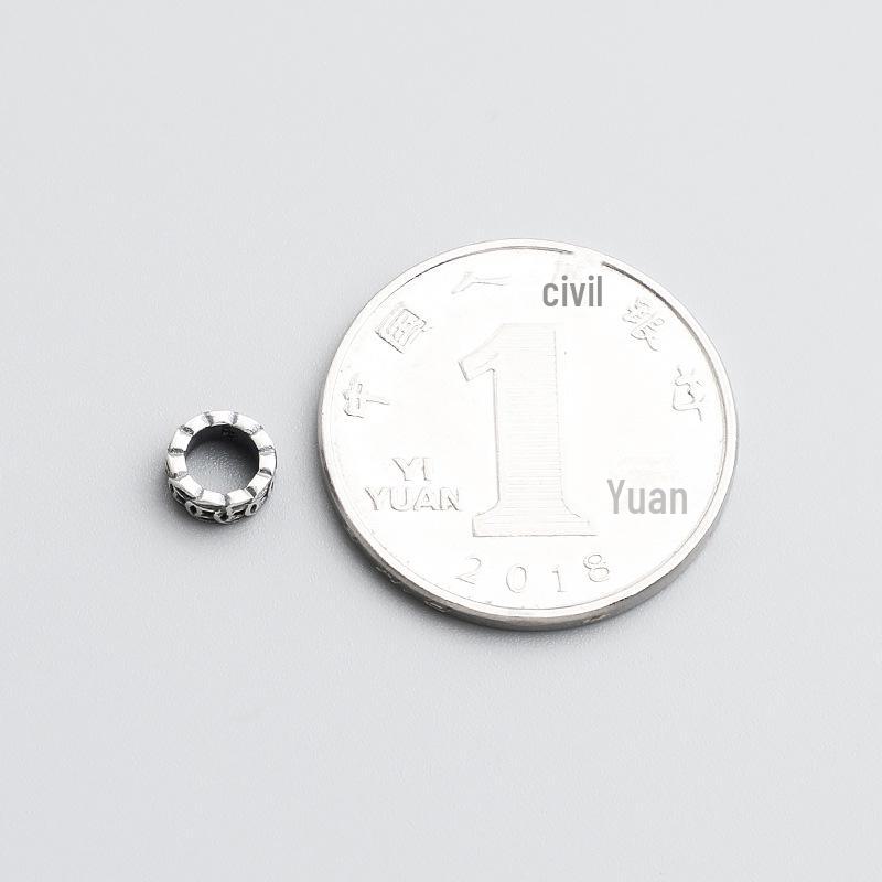 S925 Sterlingsilver Vintage Pengahjul Kopparmynt Mellanpärlor för DIY Flätade Armband