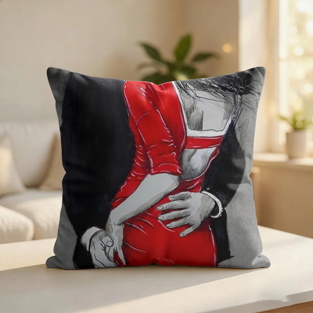 Black White Fashion Ins Sexy Cushion Cover Silky Short Plush Invisible Zipper Dustproof Sofa Pillow Case For Home Decor