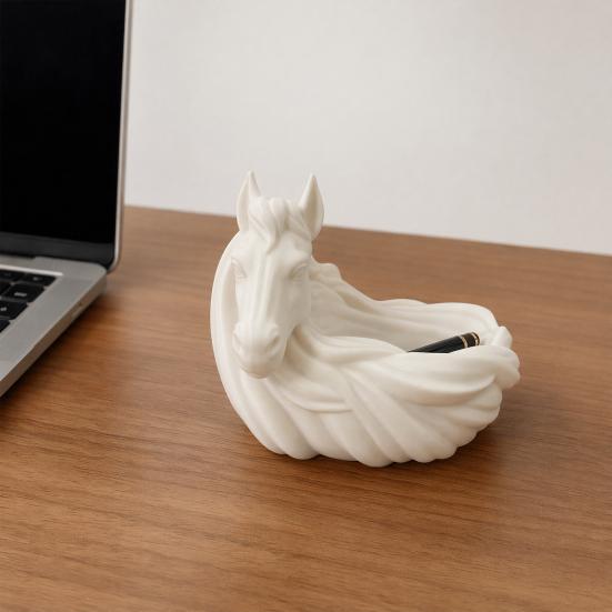 White Horse Key Bowl, 3D Printed Decorative Key Dish, Key Holder Bowl for Key And Jewelry Storage, Entrance Cabinet Desktop Organizer