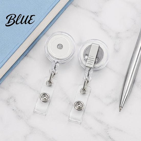 Office Badge Reel with Professional Reel Round Transparent Accessory Retractable ID Holder Clip Swivel for Nurses Students Teachers Workers