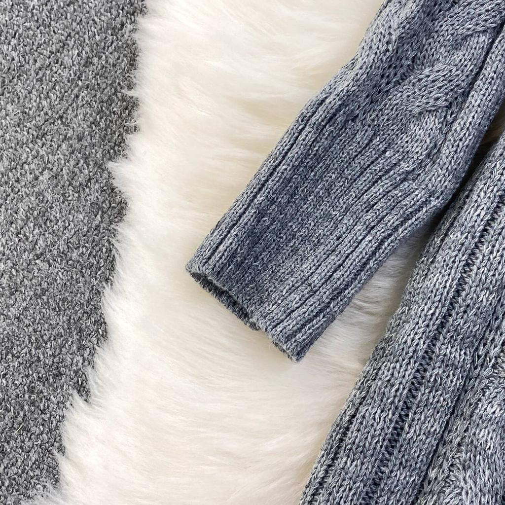 Gray Fashion Turtleneck Sweater Dress For Women New Autumn Winter Chic Long Sleeves A-Line Pullover Loose Knitted Dresses