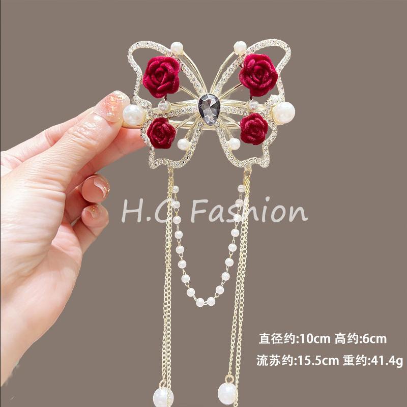 Elegant Alloy Butterfly Hair Clip with Tassels for Women Girls Fashion Hair Accessories Twisted Hairpin