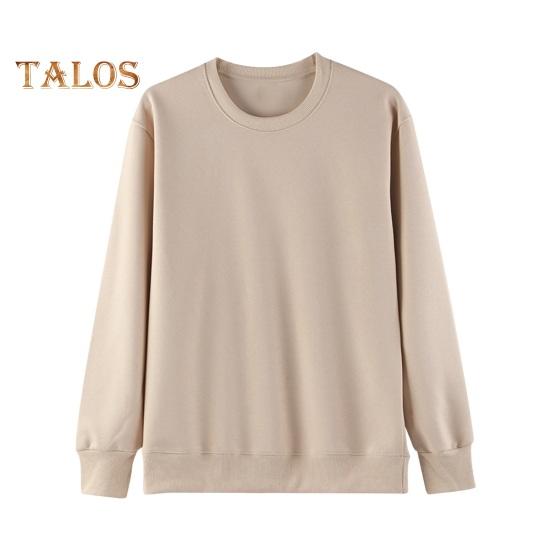 Unisex Fall Winter Sweatshirt Round Neck Long Sleeves Elastic Thread Cuff Pure Color Thermal Bottoming Top Basic Clothes Spring Top