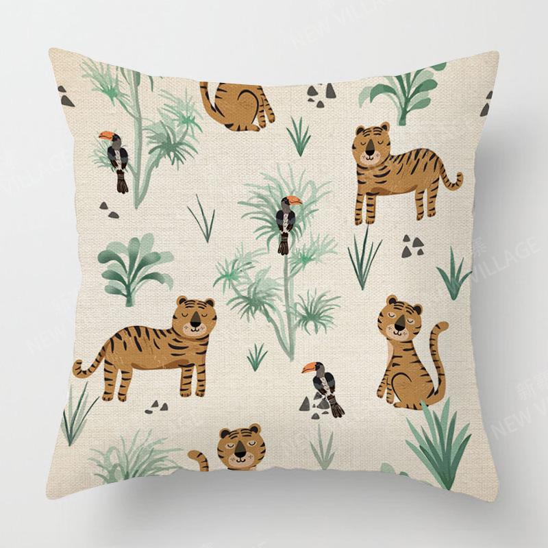 Home Decor Exotic Jungle Animals Pillow Covers For Home Pattern Cushion Cover Suitable For Sofa Bedroom Car Pillow Cover