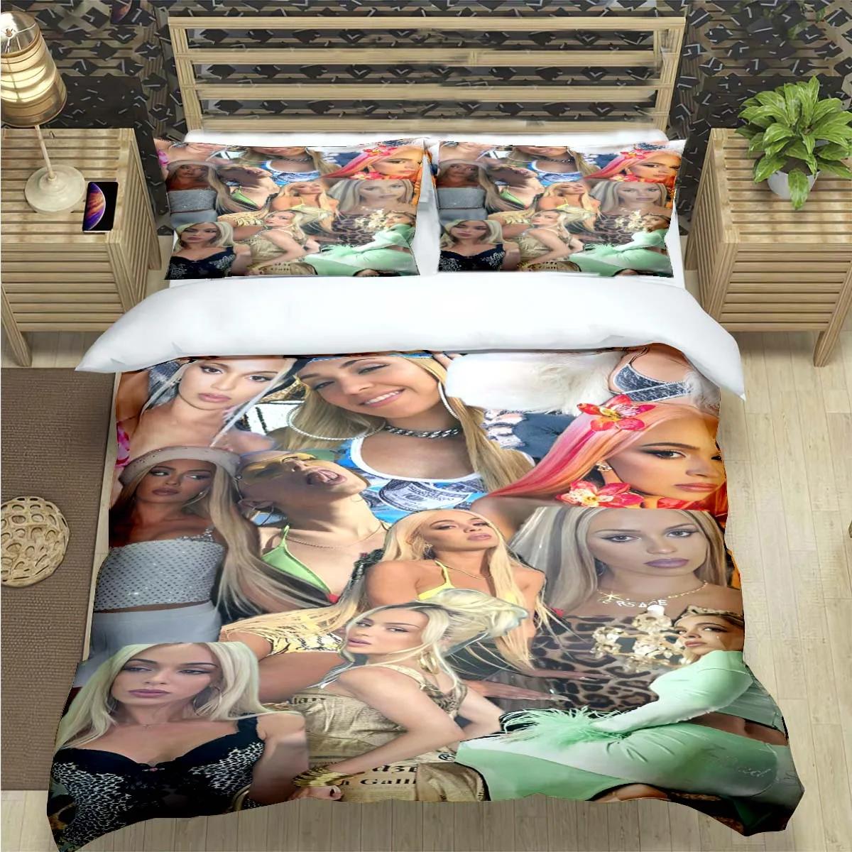 

Fashion Spain Hot Female Singer B-bad G-Gyal Print Beding Set Soft Duvet Cover Warm Comforter Bed Youth Children Kids Girl Young Boys Premium Gift 135*200cm Eu-Single