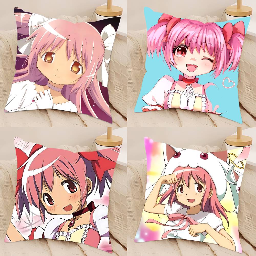 Cute Anime Puella Magi Pillow Case Removable Washable Cushion Cover – All-Season Soft Linen