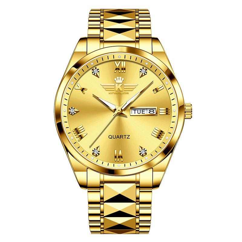 Top Brand New Men's Watch Genuine Waterproof Quartz Double Calendar Fashion Business Watch