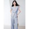 Women's Linen Blend Sleeveless Wide-Leg Pants Set