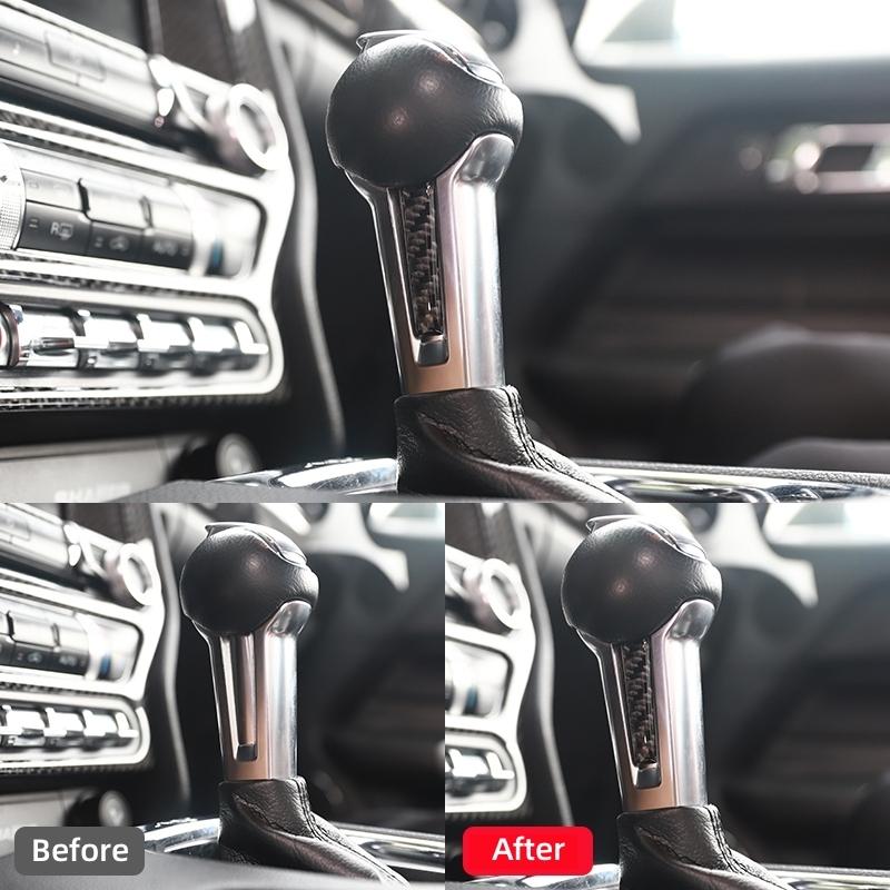 For Ford Mustang GT 2015-2021 Accessories Carbon Fiber Interior Car Gear Lever Both Sides Trim Cover Trim Sticker Decal Decor