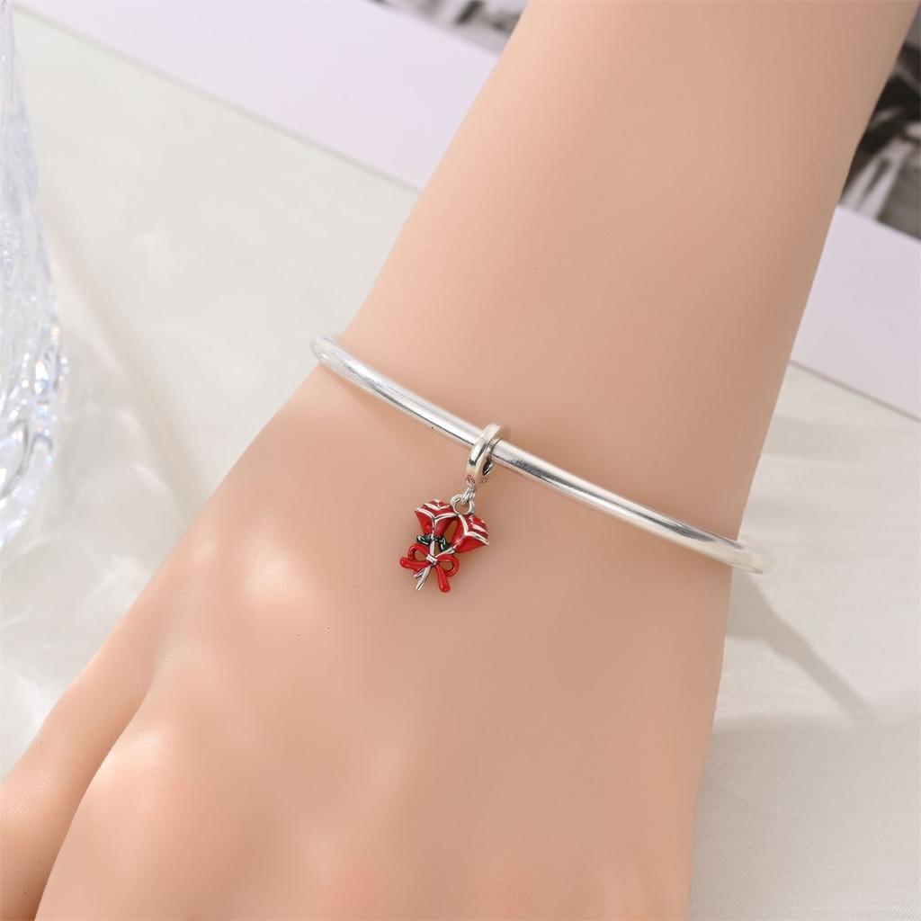 Copper Passion and Love Red Rose Bridal Bouquet Pendant Charm Compatible With Authentic Charm Bracelets Women Do It Yourself Jewellery Gift