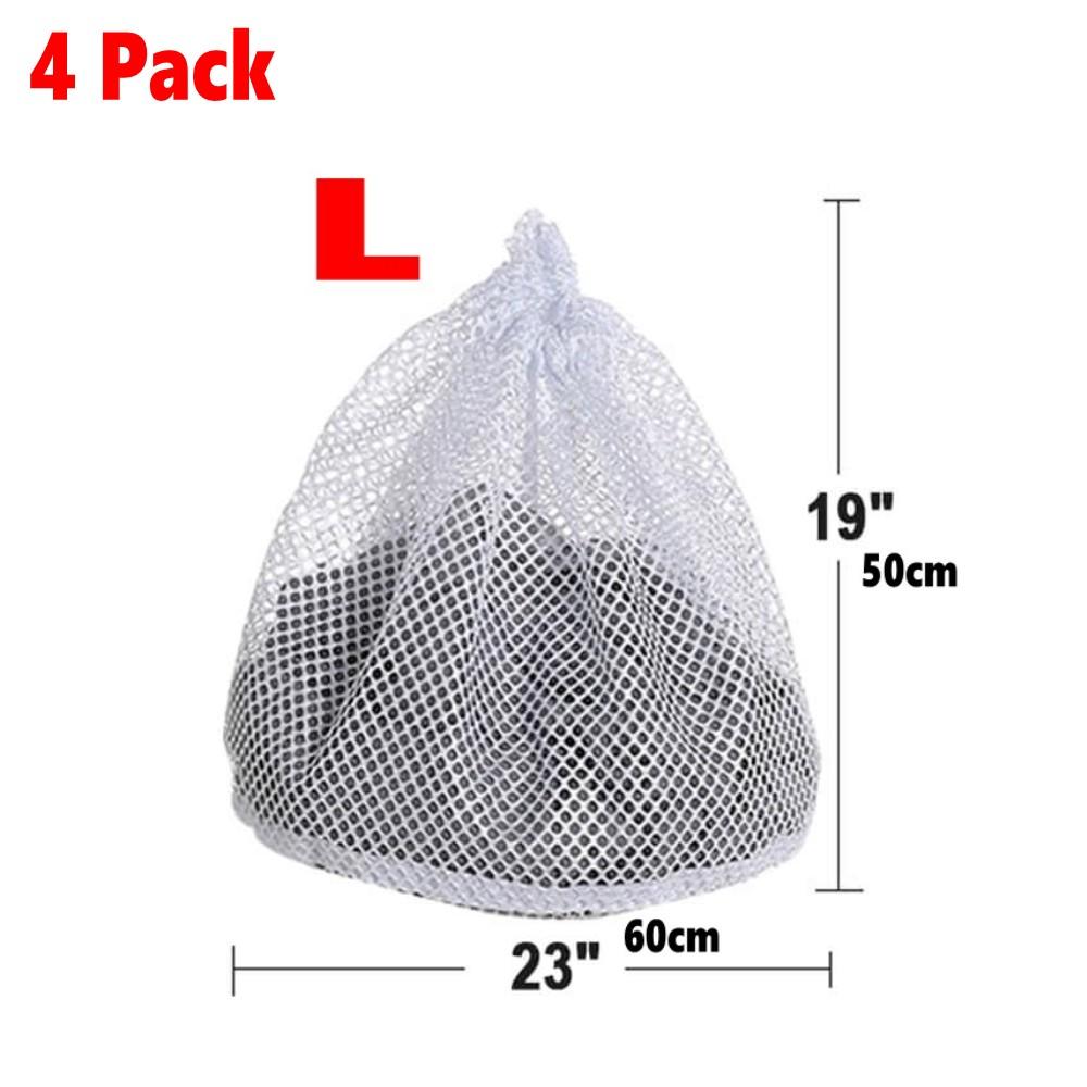 4 Pack Mesh Laundry Bag - Machine Washable Drawstring Design Travel Wash Bag for Blouses, Hosiery, Stockings, and Underwear