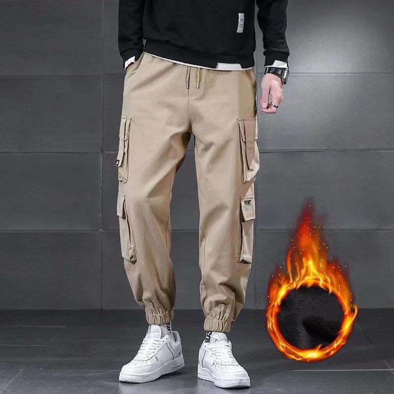 Multi-pocket Overalls Men's Japanese Large Size Loose Feet Spring and Autumn Outdoor Work Casual Pants Thin Pants Plus Velvet Pants