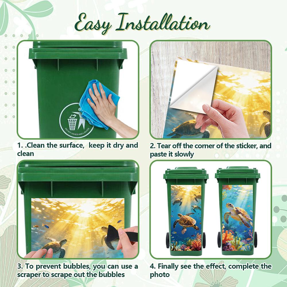 PVC Stickers Self-adhesive Decorative Stickers Decals for Trash Decoration Turtle 820x380mm