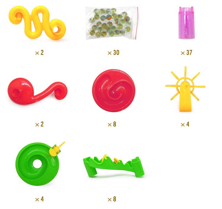 3D Labyrinth Murmelbahn Puzzle, 105-teilige Kunststoffbausteine für die frühe Bildung und den Zusammenbau von Kindern