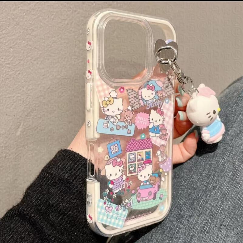Side Cartoon Illustration KT Doll Suitable for Apple 16promax Mobile Phone Case 15pro New Style 14 Women 13 12