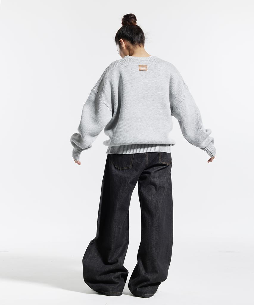 CREAM SODA LAB Big Graphic Jacquard Knit Sweatshirt Gray