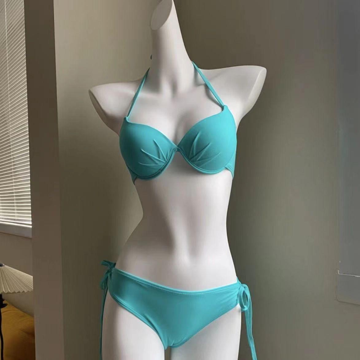 

Стильный белый раздельный купальник пуш-ап из трех частей: Сексуальные купальники на косточках для маленькой груди Extra Large