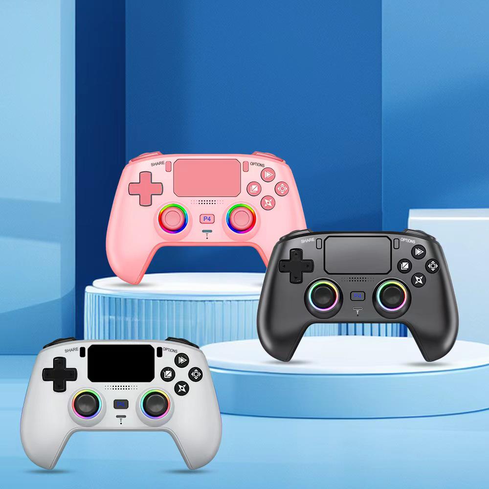 PS4 Wireless Bluetooth Game Controller with Hall Effect Triggers, Magnetic Faceplate, RGB Lights, Dual Vibration, and Six-Axis Gyroscope.