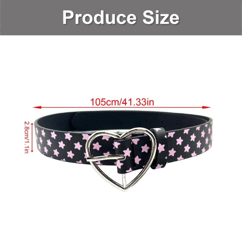 Stylish Star Embellished Heart Clasp PU Belt Decoratvie Waistband for Casual and Formal Outfits 4 Color Option